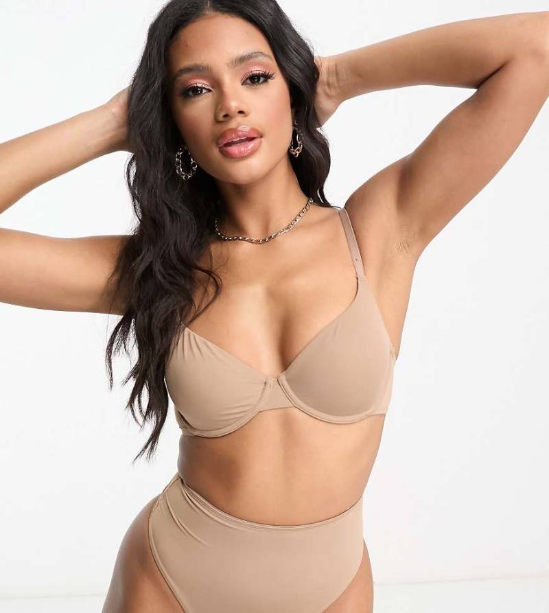 Dorina - Evelyn B-F - Nicht wattierter Bügel-BH aus Materialmix in Hellbraun mit angenehmer Haptik von Dorina