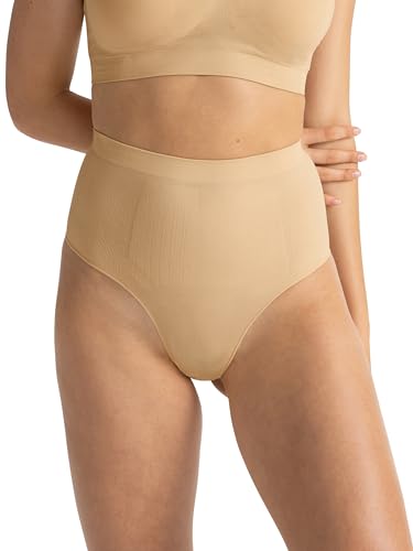 Dorina Miederhose Damen Bauchweg Stark Formend, Mittlerer Taille Nahtlos Tanga String, Shapewear Unterhose Bauchkontrolle Miederslips, Absolute Sculpt, Beige, S von Dorina