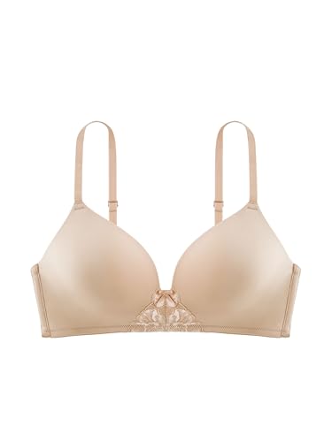 Dorina Soft-BH ohne Bügel, Damen Weich Bequem Unsichtbar T-Shirt BH mit leicht gepolsterter, Michel-D, Beige, 80B von Dorina