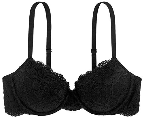 Dorina Spitze Lace BH, 3/4-Schale Demi Damen Comfort leicht gepolsterter Bügel-BH, Lianne D17163A, Schwarz ,80B von Dorina