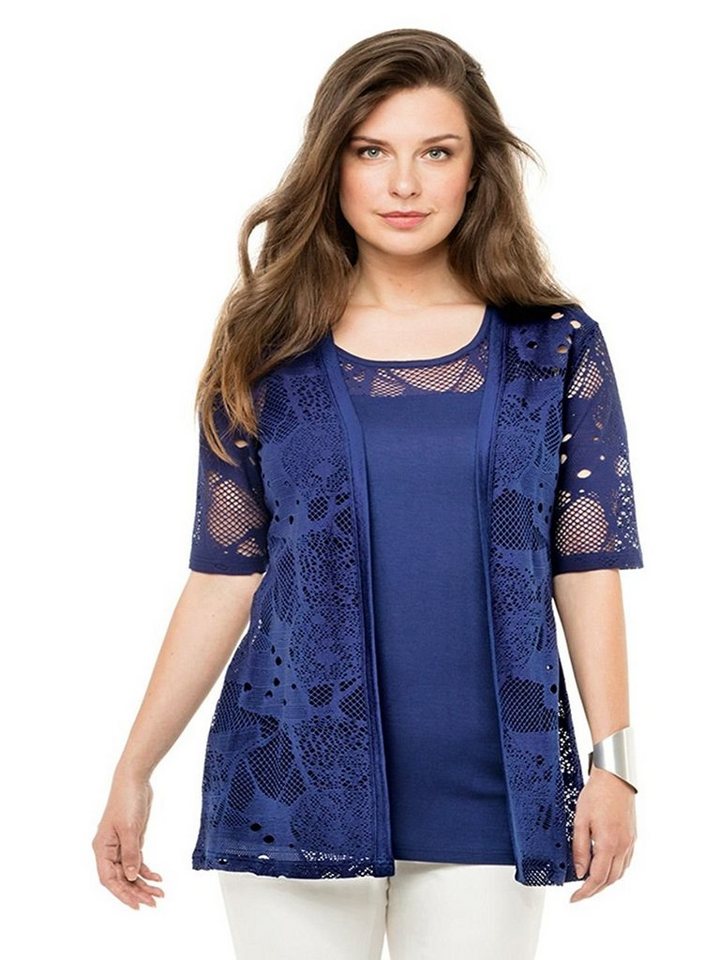 Doris Streich Bolero Jacke Cardigan Top Jäckchen Bluse Hemd Spitze Strickjacke in Unifarbe von Doris Streich