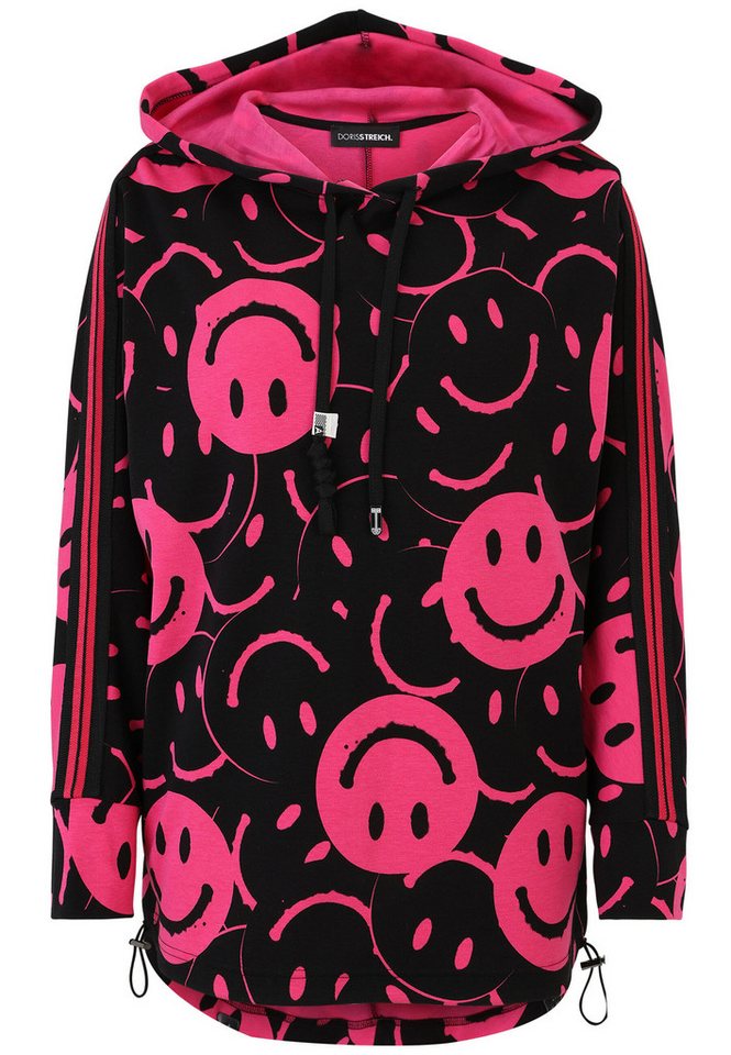 Doris Streich Kapuzenpullover mit Hoodie und Smiley-Print von Doris Streich