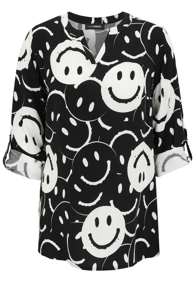 Doris Streich Langarmbluse mit Smiley-Print von Doris Streich