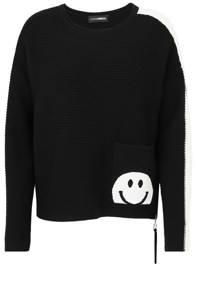 Doris Streich Strickpullover mit Smiley-Tasche von Doris Streich