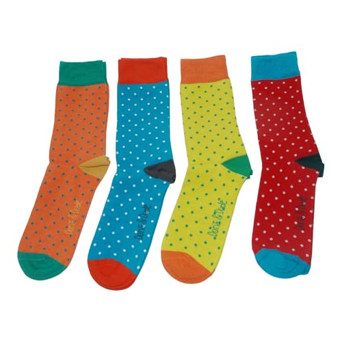 Doris & Dude Damen Bambus Organic Crew Socken 4 Paar Geschenkbox Med 3-7 Polka Spots Bunt Weich Langlebig Nachhaltig Glatte Zehen Atmungsaktiv von Doris & Dude