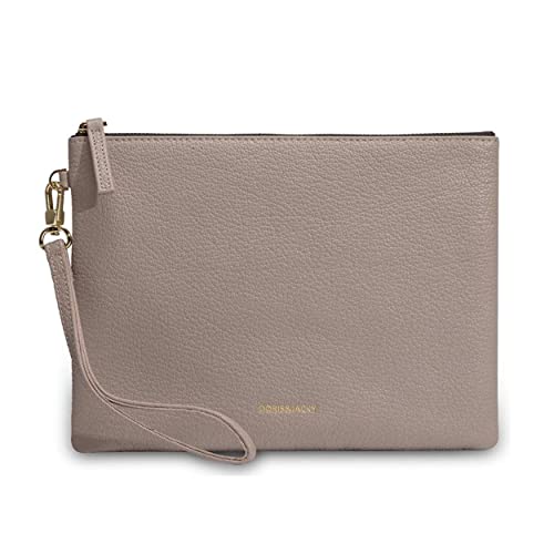 DORIS&JACKY Lammfell-Leder-Clutch-Geldbörse für Damen, groß, weich, mit Riemen, Graue Ziege mit abnehmbarer Metallkette, Small, Kupplung von Doris&Jacky