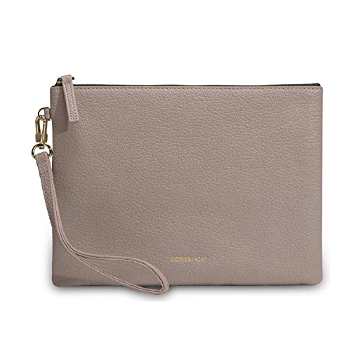 DORIS&JACKY Clutch-Geldbörse aus Lammleder, mit Handgelenk, für Damen, weich, dünn, mit abnehmbarem Riemen, Graue Ziege von Doris&Jacky