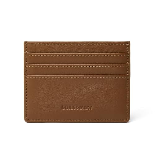 DORIS&JACKY Lammfell Minimalistischer Kartenhalter Unisex Slim Kreditkartenetui für Damen und Herren, DS901-Braun, Dünner Kartenhalter von Doris&Jacky