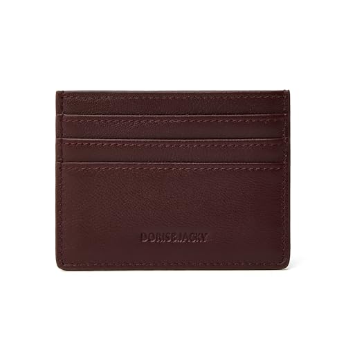 DORIS&JACKY Lammfell Minimalistischer Kartenhalter Unisex Slim Kreditkartenetui für Damen und Herren, DS901-Weinrot, Dünner Kartenhalter von Doris&Jacky