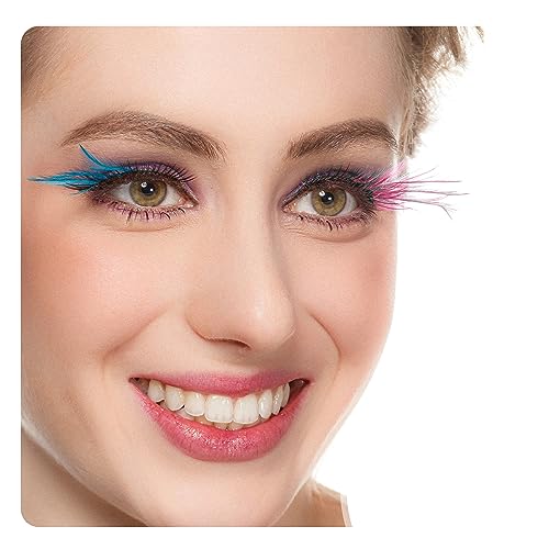 Dorisue Pink and Blue Color Eyelashes Joker Cosplay Costumes Set, Halloween Feather lashes Harley quinn Makeup costume lashes 1 pair P13 von Dorisue