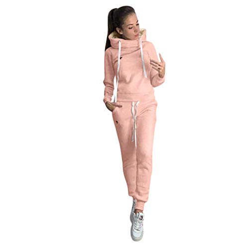 Damen Jogginganzug Set Einfach Sportliche mit Kapuze Kordelzug Yoga Kleidung Anzug Sweatshirt Pullover Flauschige Jogginghose Top + Lange Hose Sportswear 2 Stück Frühling von Dorjuli