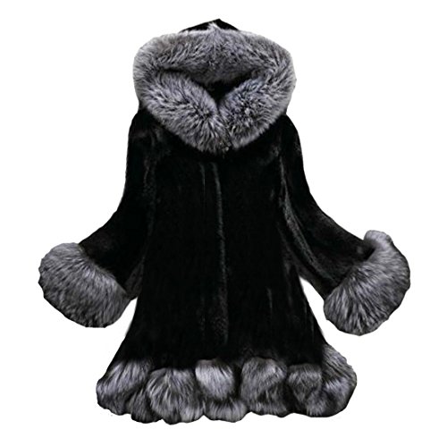 DorkasDE Damen Jacke Kunstpelz Jacke Fellmantel Warm Winterjacke mit Kapuzen von DorkasDE