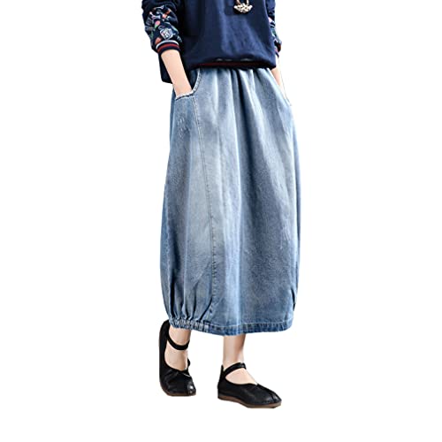 DorkasDE Damen Jeansrock Langer Rock Hohe Taille Denim Rock Vintage Sommer Rock DorkasDE Damen Jeansrock Langer Rock Hohe Taille Denim Rock Vintage Sommer Rock von DorkasDE
