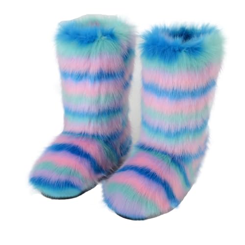 DorkasDE Damen Kunstpelz Schneestiefel Kunstfell Winterstiefeln Flache Stiefel Mid Stiefelschaft Winter Warme Schuhe DorkasDE Damen Kunstpelz Schneestiefel Kunstfell Winterstiefeln Flache Stiefel Mid Stiefelschaft Winter Warme Schuhe von DorkasDE