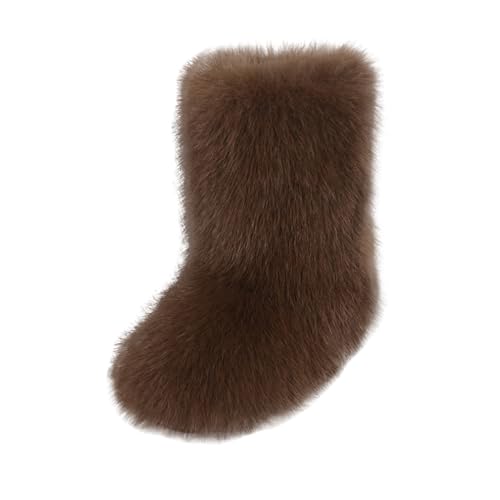 DorkasDE Damen Kunstpelz Schneestiefel Kunstfell Winterstiefeln Flache Stiefel Mid Stiefelschaft Winter Warme Schuhe von DorkasDE