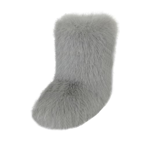 DorkasDE Damen Kunstpelz Schneestiefel Kunstfell Winterstiefeln Flache Stiefel Mid Stiefelschaft Winter Warme Schuhe von DorkasDE