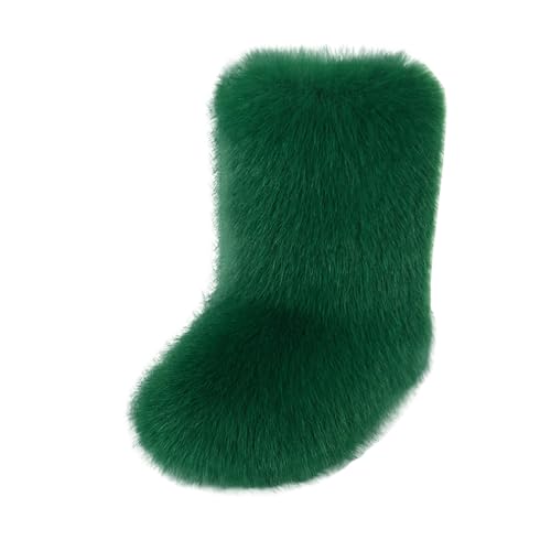 DorkasDE Damen Kunstpelz Schneestiefel Kunstfell Winterstiefeln Flache Stiefel Mid Stiefelschaft Winter Warme Schuhe von DorkasDE