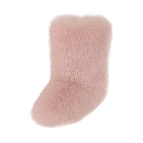 DorkasDE Damen Kunstpelz Schneestiefel Kunstfell Winterstiefeln Flache Stiefel Mid Stiefelschaft Winter Warme Schuhe von DorkasDE