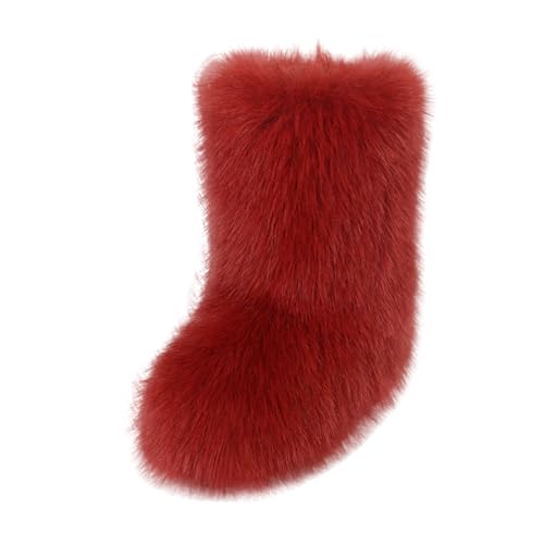 DorkasDE Damen Kunstpelz Schneestiefel Kunstfell Winterstiefeln Flache Stiefel Mid Stiefelschaft Winter Warme Schuhe von DorkasDE