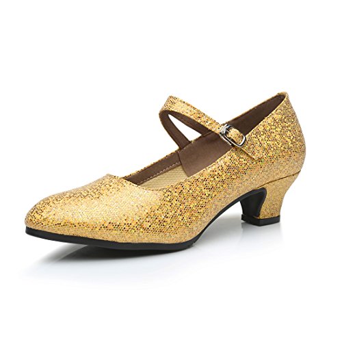 DorkasDE Damen Mädchen Tanzschuhe Latein Ballroom Tanz Schuhe Gummi Sohle mit 3.5cm/5.5cm Absatz von DorkasDE