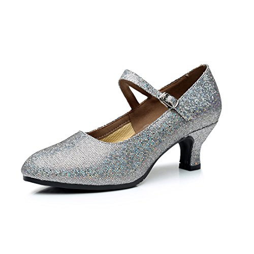 DorkasDE Damen Mädchen Tanzschuhe Latein Ballroom Tanz Schuhe Gummi Sohle mit 3.5cm/5.5cm Absatz von DorkasDE