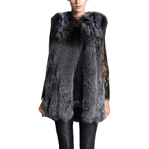 DorkasDE Damen Pelz Weste Jacke Kunstpelz Weste Warm ärmellos Winterjacke Felljacke (Asien-Größe 4XL, Grau) von DorkasDE