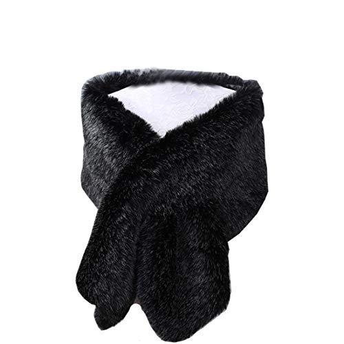 DorkasDE Damen Poncho Cape Stolen Kunstpelz Schal Kunst Pelzkragen Winter Stolen von DorkasDE
