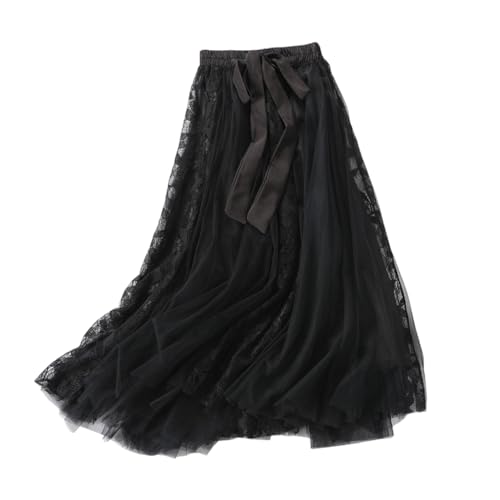 DorkasDE Damen Rock Mädchen Gefalteter Schlank Rock Mesh Rock Hohe Taille Elastischer Taillen-Rock Sommer Rock von DorkasDE