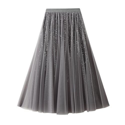 DorkasDE Damen Rock Mädchen Lang Mesh Rock Hohe Taille Elastischer Taillen-Rock Gefalteter Schlank Rock Sommer Rock von DorkasDE