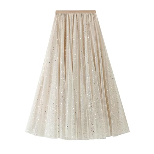 DorkasDE Damen Mädchen Lang Mesh Rock - Hohe Taille Elastischer Taillen-Rock Schlank Sommer von DorkasDE