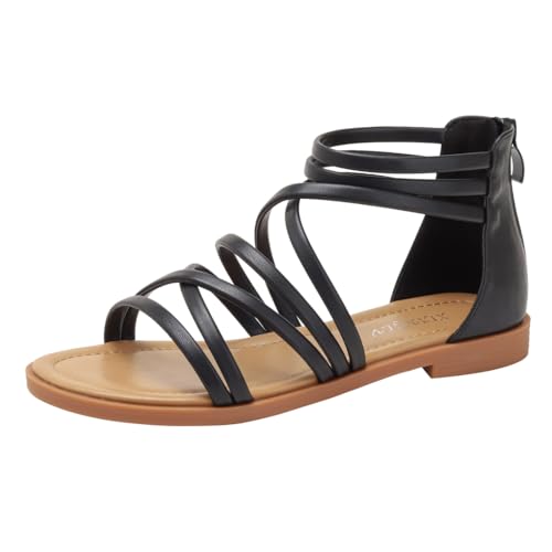 DorkasDE Damen Sandalen Sommerschuhe Bohemia Flache Sandalen Strandschuhe(Schwarz,40) von DorkasDE