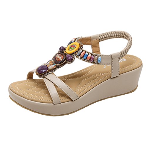DorkasDE Damen Sandalen Sommerschuhe Bohemia Sandalen Strandschuhe EU 34,Etikettengröße 35，Fußlänge 22 cm von DorkasDE
