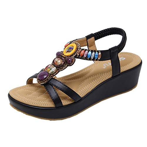 DorkasDE Damen Sandalen Sommerschuhe Bohemia Sandalen Strandschuhe EU 40,Etikettengröße 41，Fußlänge 25 cm von DorkasDE