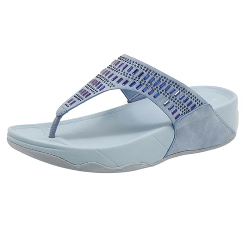 DorkasDE Damen Sandalen flip flops Flach Zehentrenner Sommerschuhe Strandschuhe(Hellblau,EU36.5,Etikett37,Fulänge23,5cm) von DorkasDE