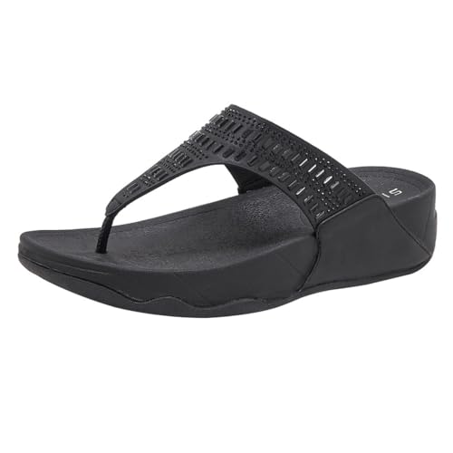 DorkasDE Damen Sandalen flip flops Flach Zehentrenner Sommerschuhe Strandschuhe(Schwarz,EU37.5,Etikett38,Fulänge24cm) von DorkasDE