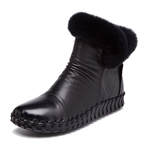 DorkasDE Damen Stiefel Lederstiefel Mädchen Stiefeletten Winter Schuhe mit Warmfutter von DorkasDE