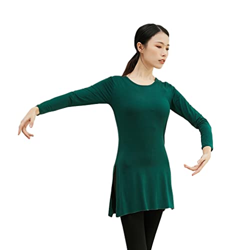 DorkasDE Damen Tanzkleidung Tanz T-Shirt Modal Training Kleidung Lose Moderne Tanzkleidung Saumschlitz Übungskleidung von DorkasDE