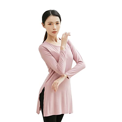 DorkasDE Damen Tanzkleidung Tanz T-Shirt Modal Training Kleidung Lose Moderne Tanzkleidung Saumschlitz Übungskleidung von DorkasDE