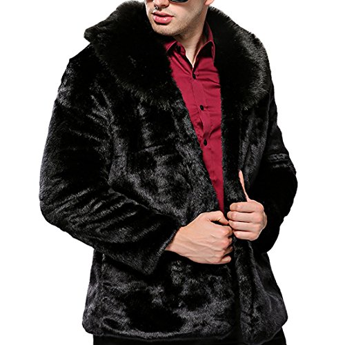 DorkasDE Herren Pelz Jacke Fellmantel Kunstpelz Jacke Warm Winterjacke von DorkasDE