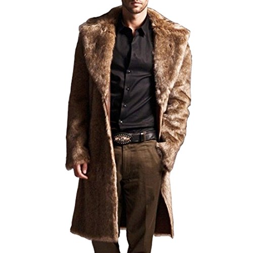 DorkasDE Herren Pelz Mantel Fellmantel Kunstpelz Jacke Warm Winterjacke von DorkasDE