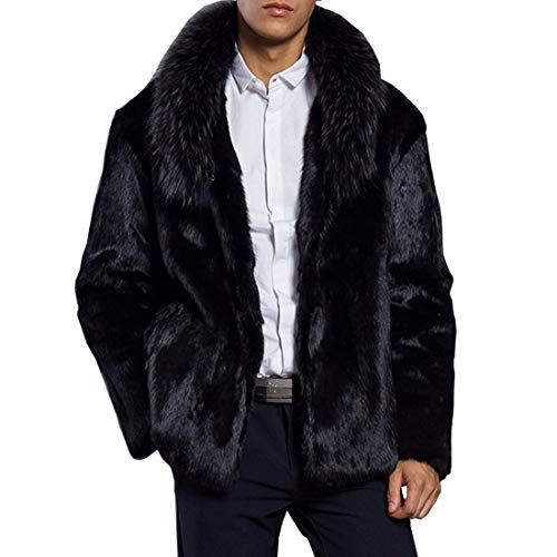 DorkasDE Herren Pelz Mantel Fellmantel Kunstpelz Jacke Warm Winterjacke von DorkasDE