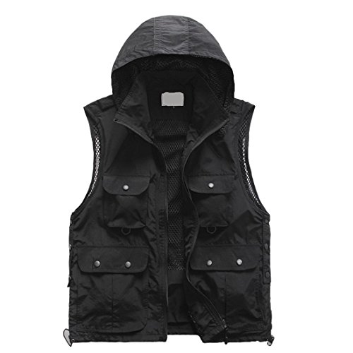 DorkasDE Herren Weste Outdoor Weste Ärmellos Outwear Multi Pockets mit Kapuze DorkasDE Herren Weste Outdoor Weste Ärmellos Outwear Multi Pockets mit Kapuze von DorkasDE
