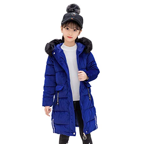 DorkasDE Mädchen Winterjacke Kinder Wintermantel Steppjacke Baumwollgefuetterte Mantel mit Fellkapuze von DorkasDE