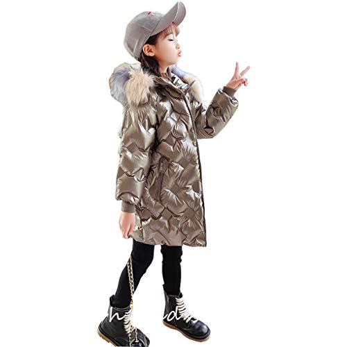 DorkasDE Mädchen Winterjacke Kinder Wintermantel Steppjacke Baumwollgefuetterte Mantel mit Fellkapuze von DorkasDE