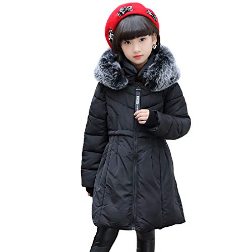 DorkasDE Mädchen Winterjacke Kinder Wintermantel Steppjacke Baumwollgefuetterte Mantel mit Fellkapuze von DorkasDE