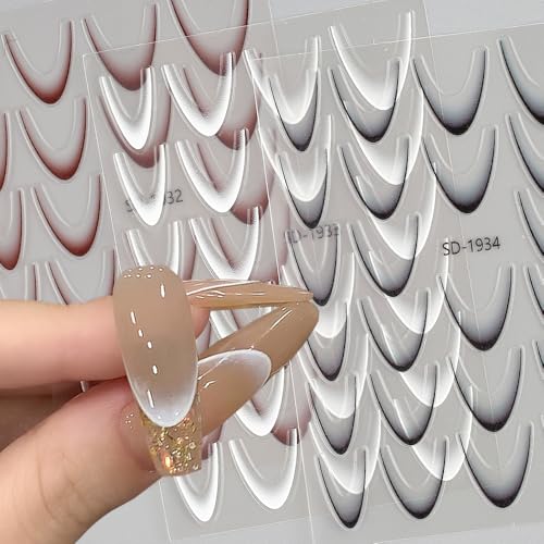 Französische Spitze Nagelsticker Farbverlauf French Tips Nail Sticker Kurve Streifen Linien French Nageldesign Nagelaufkleber French Tip Nagel Sticker Bunte Nagel Stickers Nail Art von Dornail