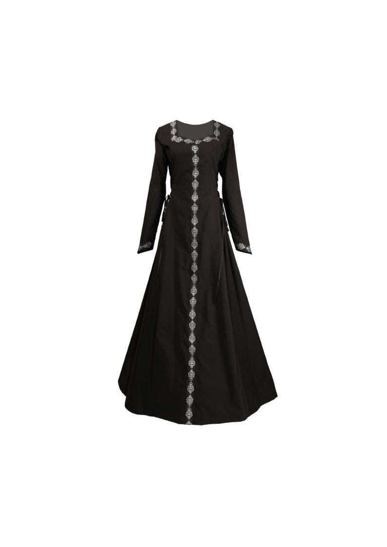Dornbluth Karneval Larp Halloween Cosplay Renaissance Mittelalter Mittelalterliches Damen Kleid Gewand Robe Estelle Schwarz Made in Germany von Dornbluth