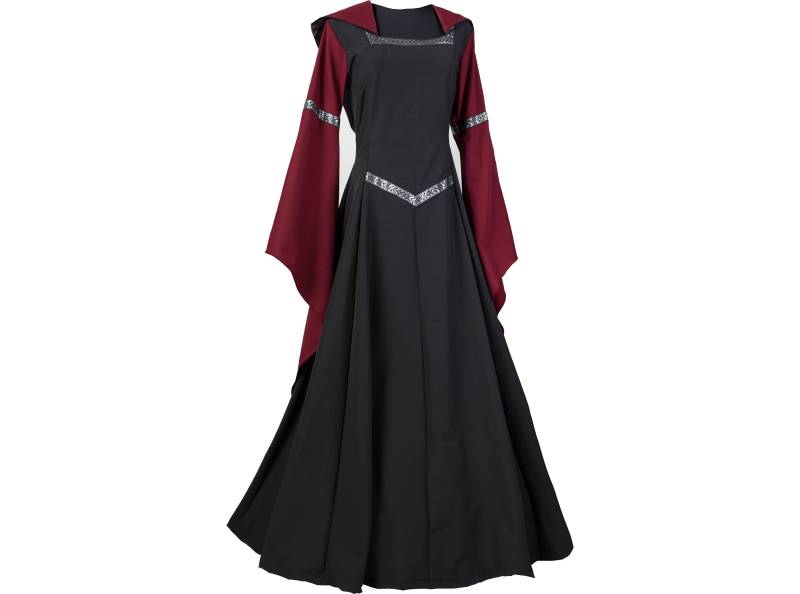 Dornbluth Karneval Larp Halloween Renaissance Mittelalter Mittelalterliches Damen Kleid Gewand Robe Helena Schwarz-Bordeaux Made in Germany von Dornbluth