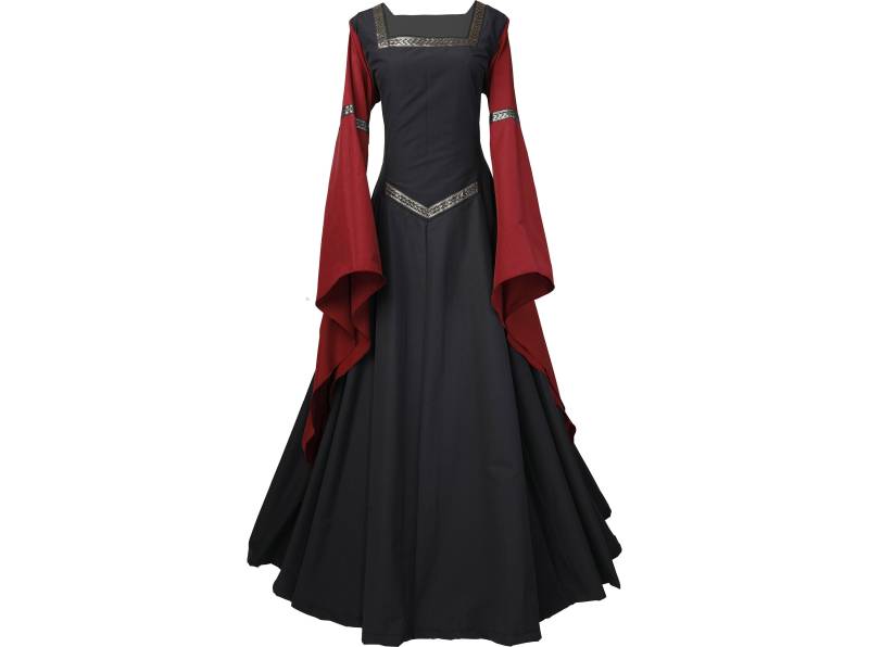 Dornbluth Karneval Larp Halloween Renaissance Mittelalter Mittelalterliches Damen Kleid Gewand Robe Hermia Schwarz-Bordeaux Made in Germany von Dornbluth