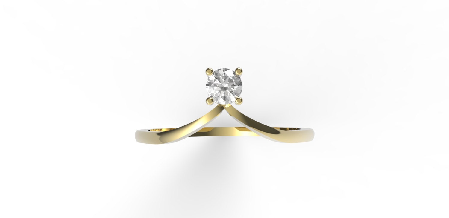 14K Gold Diamant Chevron Ring Handgemachter Verlobungs - Und Jahrestagsring von DoronJewelry